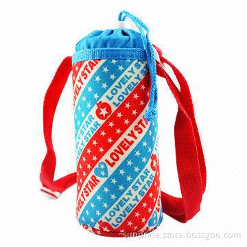 Nylon Cooler Bottle Bags with Insulated Water-resistant Sponge Lining and Drawstring Closure